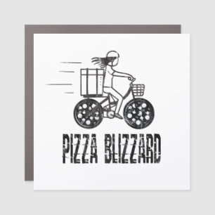 Pizza Blizzard Bike Courier Driver Car Magnet