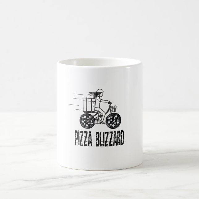 Pizza Blizzard Bike Courier Driver Coffee Mug (Center)