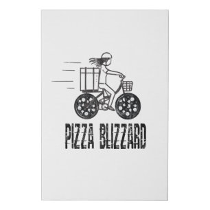 Pizza Blizzard Bike Courier Driver Faux Canvas Print