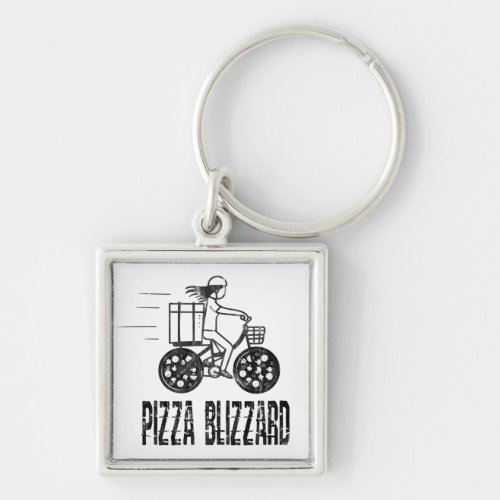 Pizza Blizzard Bike Courier Driver Keychain