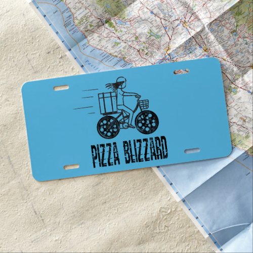 Pizza Blizzard Bike Courier Driver License Plate