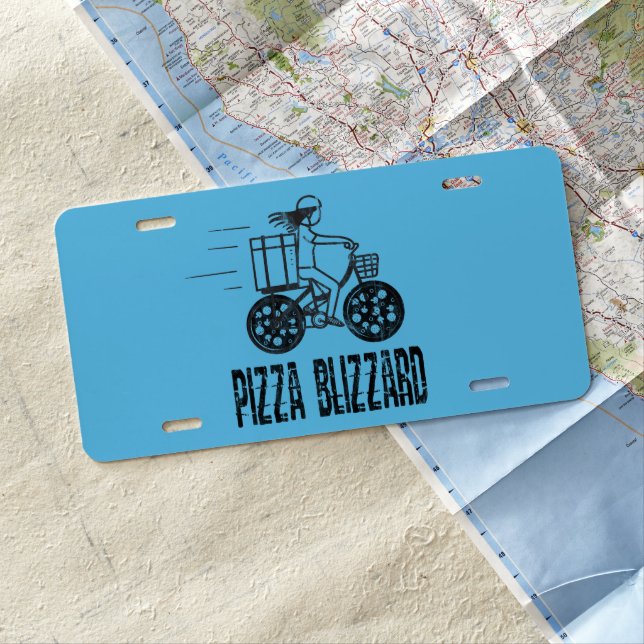 Pizza Blizzard Bike Courier Driver License Plate (In Situ)