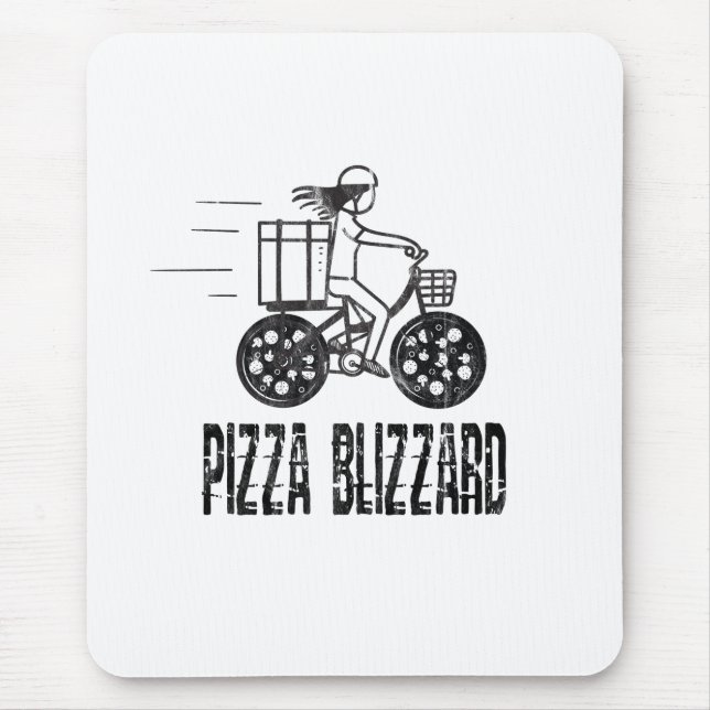 Pizza Blizzard Bike Courier Driver Mouse Pad (Front)
