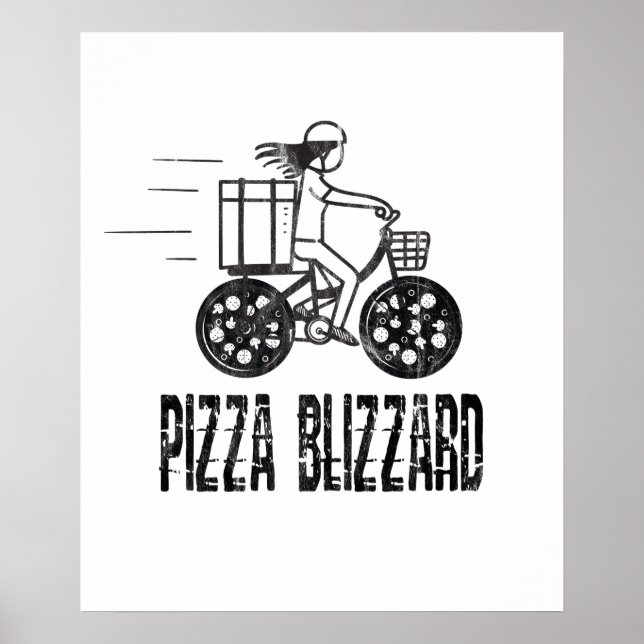 Pizza Blizzard Bike Courier Driver Poster (Front)