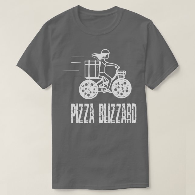 Pizza Blizzard Bike Courier Driver Service T-Shirt (Design Front)