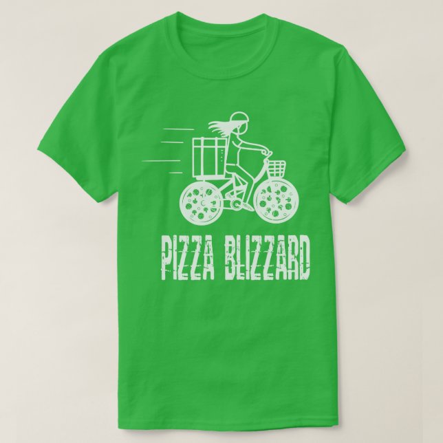 Pizza Blizzard Bike Courier Driver Service T-Shirt (Design Front)