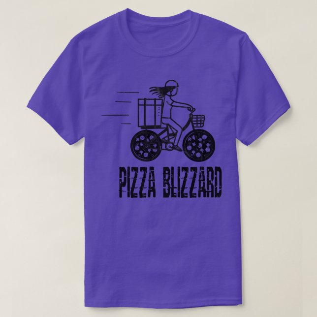 Pizza Blizzard Bike Courier Driver T-Shirt (Design Front)