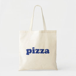 Pizza blue modern typography funny cool tote bag