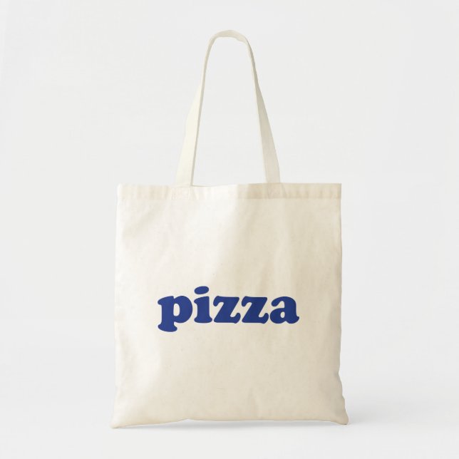Pizza blue modern typography funny cool tote bag (Front)