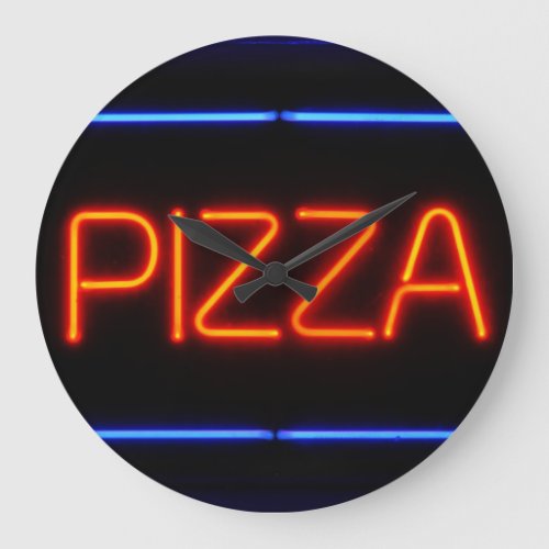PIZZA Blue  Red Neon Sign Large Clock