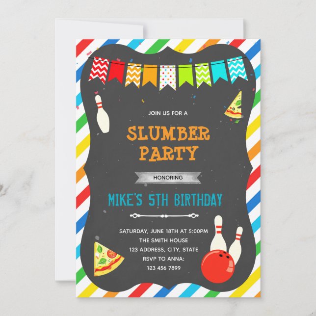 Pizza bowling invitation (Front)