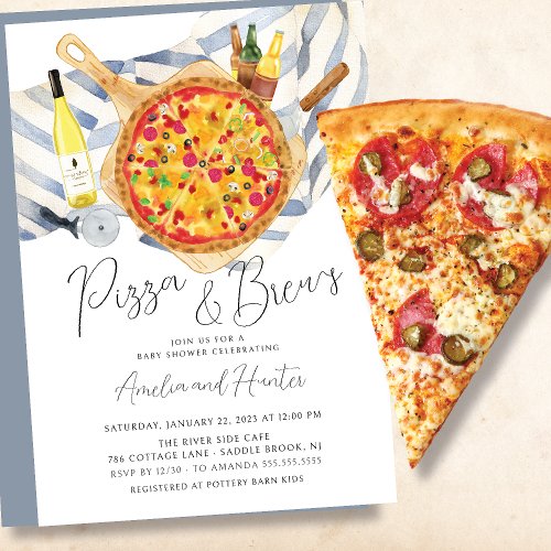 Pizza  Brew Couples Baby Shower Invitation