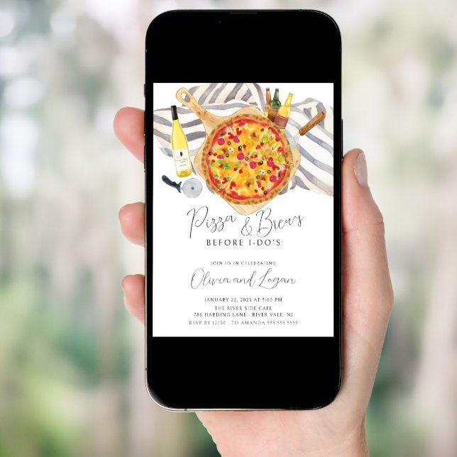 Pizza & Brew Rehearsal Dinner Invitation (Front Digital)