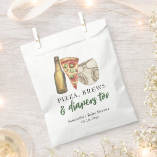 Pizza, Brews and Diapers too Baby shower  Favor Bag