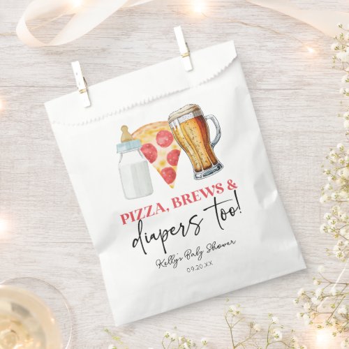 Pizza Brews and Diapers Too Baby Shower Favor Bag