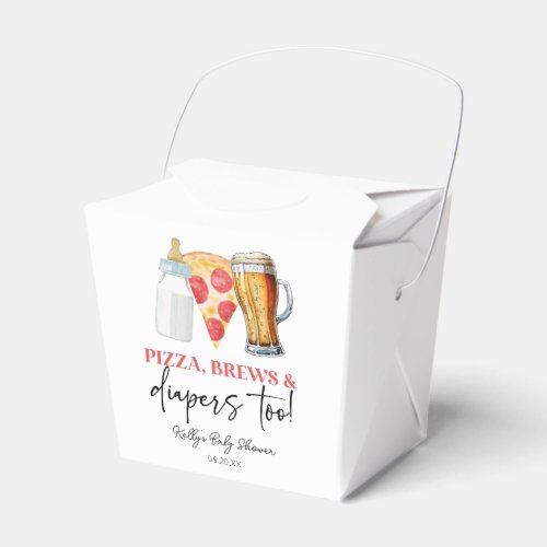 Pizza Brews and Diapers Too Baby Shower Favor Boxes