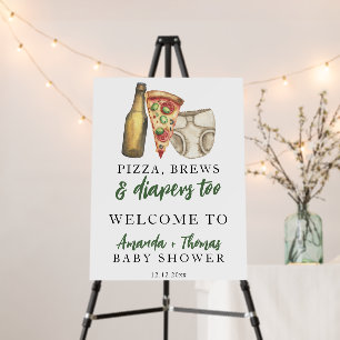 Pizza, Brews and Diapers too Baby shower Foam Board