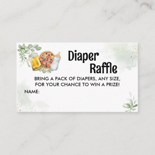 Pizza  Brews Diaper Raffle Baby Shower Enclosure Card