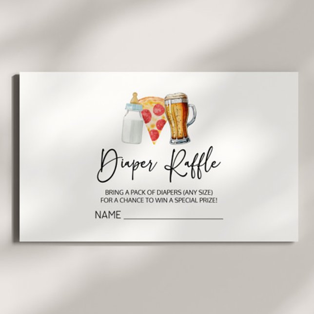 Pizza Brews Diapers Too Baby Shower Diaper Raffle Enclosure Card (Creator Uploaded)