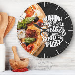 Pizza brings people together motivational kitchen large clock<br><div class="desc">Give a new look to your kitchen wall! Nothing brings people together like good pizza. This cute kitchen wall clock with pizza and inspiration quote for those who love pizza. Would also be a great gift for a friend or someone special in your life. Buy it! Do you have specific...</div>