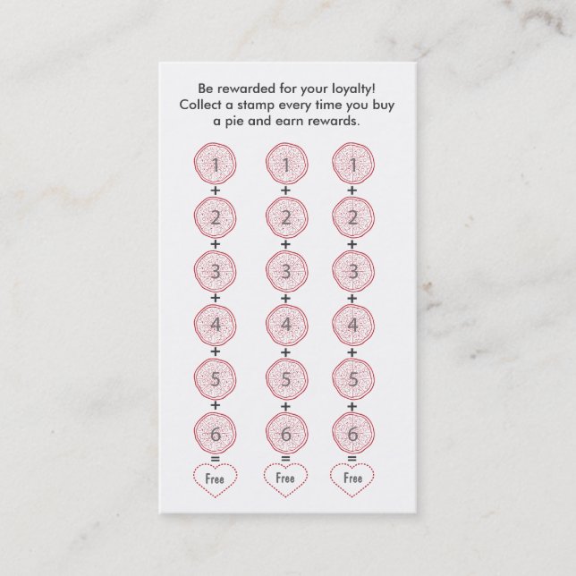 Pizza Business Card Customer Loyalty Card (Front)