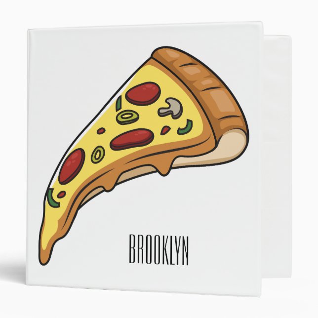 Pizza cartoon illustration  3 ring binder (Front/Inside)
