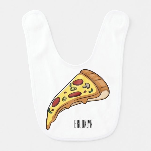 Pizza cartoon illustration baby bib (Front)