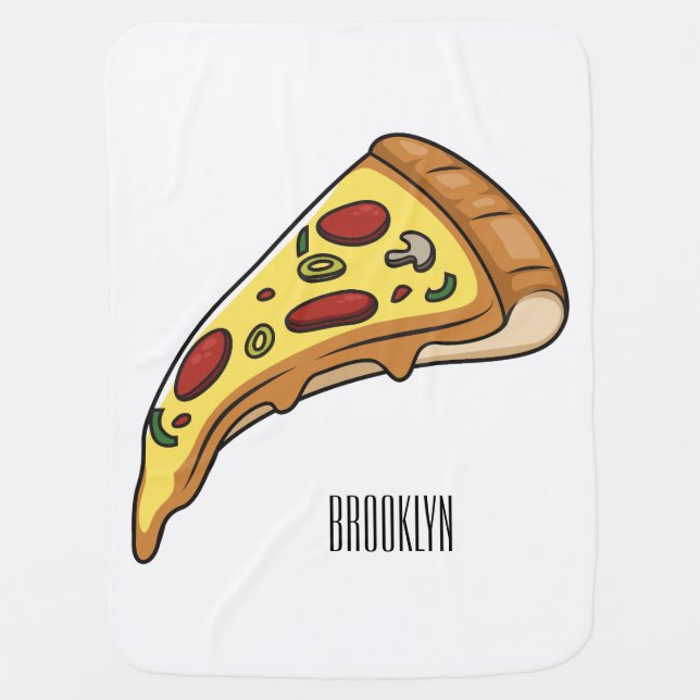 Pizza cartoon illustration baby blanket (Front)