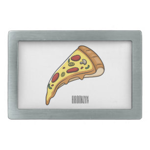 Pizza cartoon illustration belt buckle