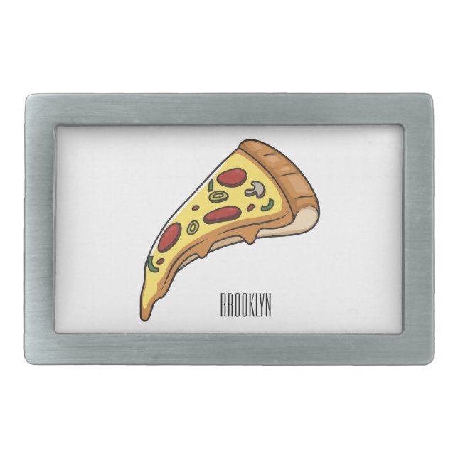 Pizza cartoon illustration belt buckle (Front)