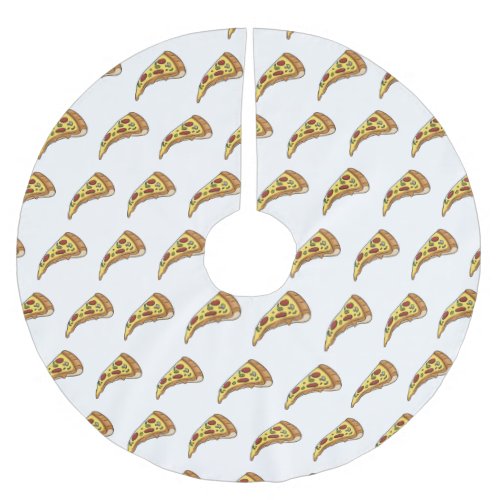 Pizza cartoon illustration  brushed polyester tree skirt