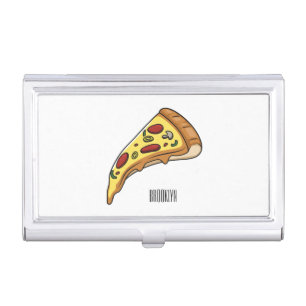Pizza cartoon illustration business card case