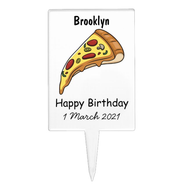 Pizza cartoon illustration  cake topper (Front)