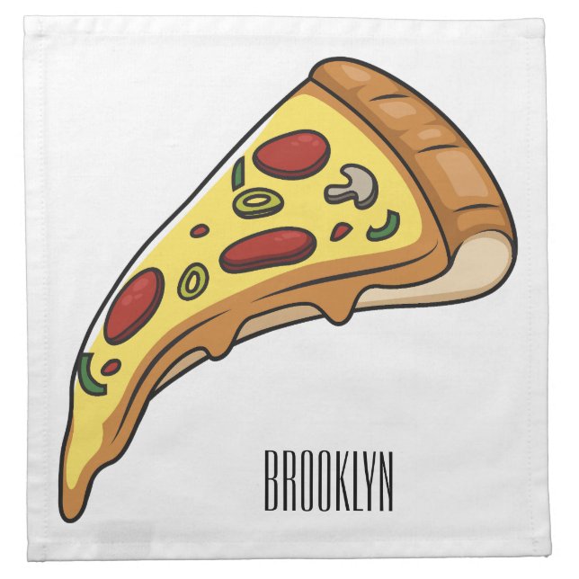 Pizza cartoon illustration cloth napkin (Front)
