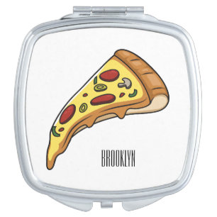 Pizza cartoon illustration compact mirror