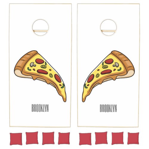 Pizza cartoon illustration cornhole set