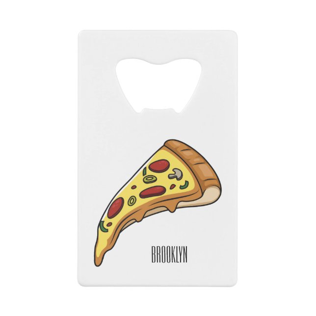 Pizza cartoon illustration  credit card bottle opener (Front)