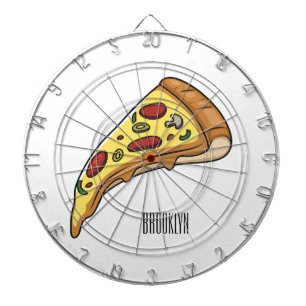 Pizza cartoon illustration dart board