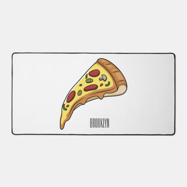 Pizza cartoon illustration  desk mat (Front)