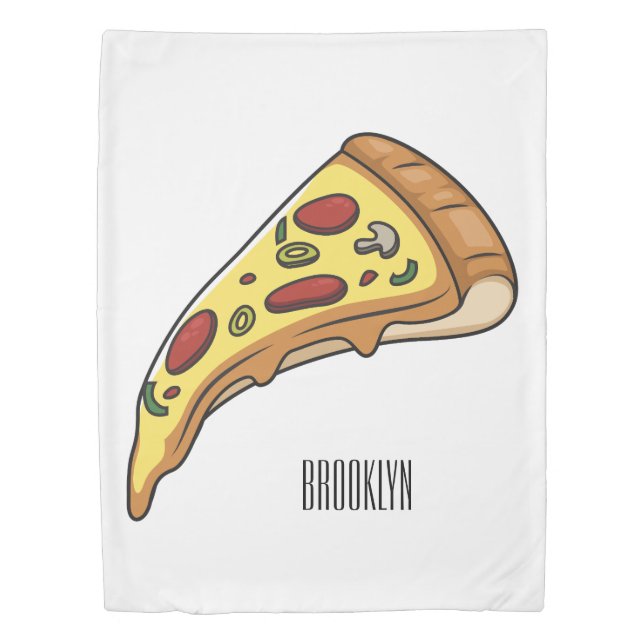 Pizza cartoon illustration duvet cover (Front)