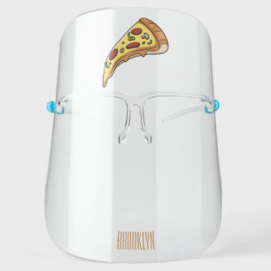 Pizza cartoon illustration face shield