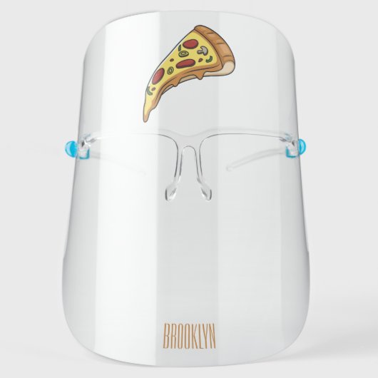 Pizza cartoon illustration face shield (Front)