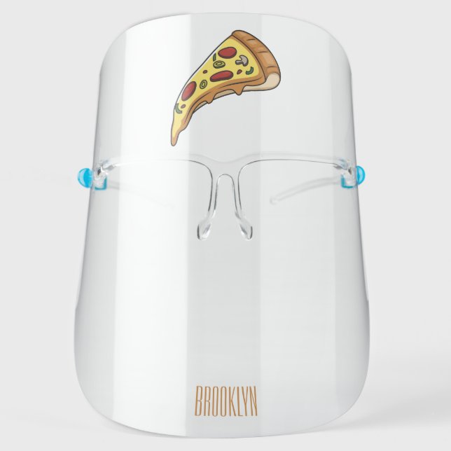 Pizza cartoon illustration  face shield (Front)