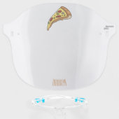 Pizza cartoon illustration face shield (Front w/Glasses)