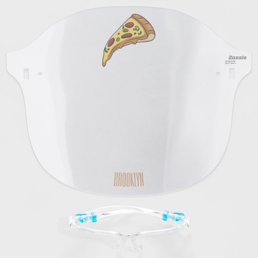 Pizza cartoon illustration face shield (Front w/Glasses)