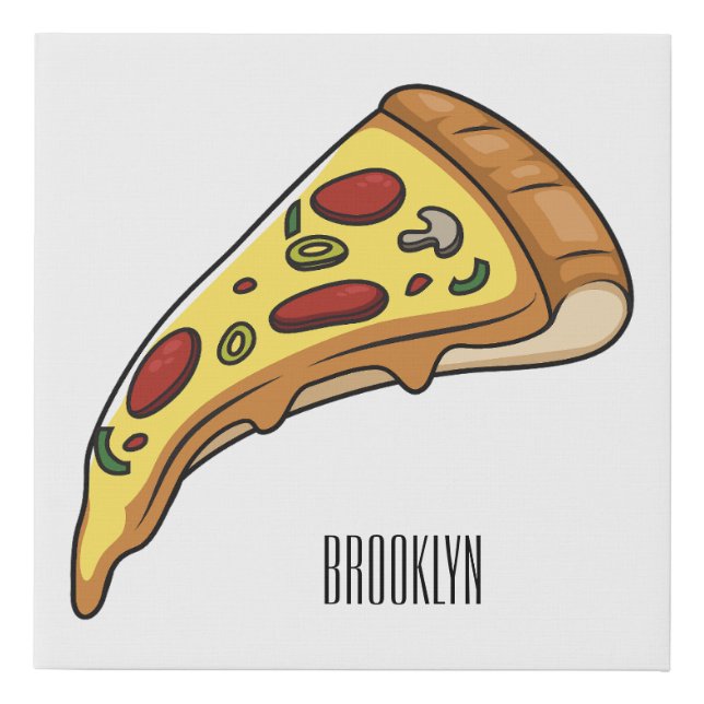 Pizza cartoon illustration  faux canvas print (Front)