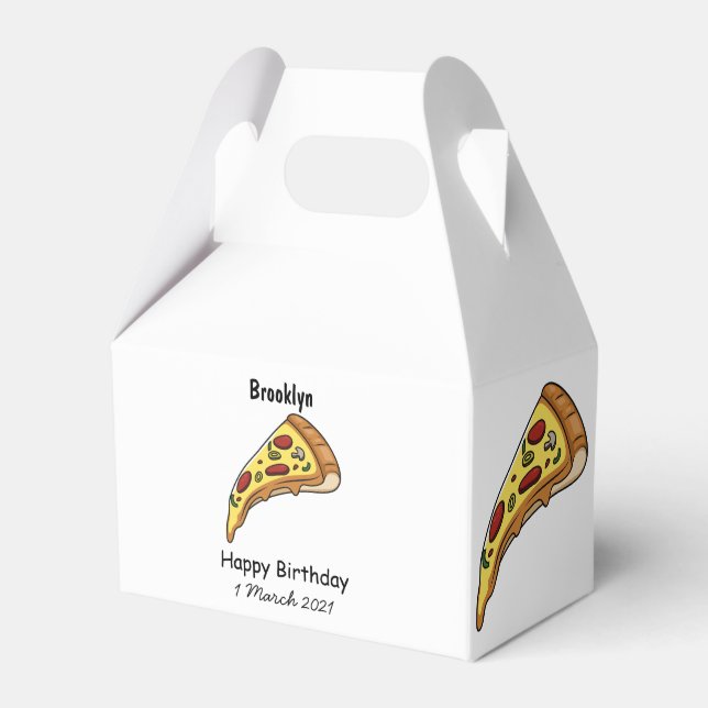 Pizza cartoon illustration favor boxes (Front Side)