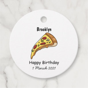 Pizza cartoon illustration favor tags