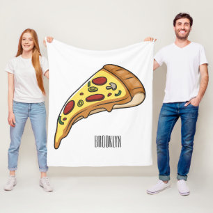 Pizza cartoon illustration fleece blanket