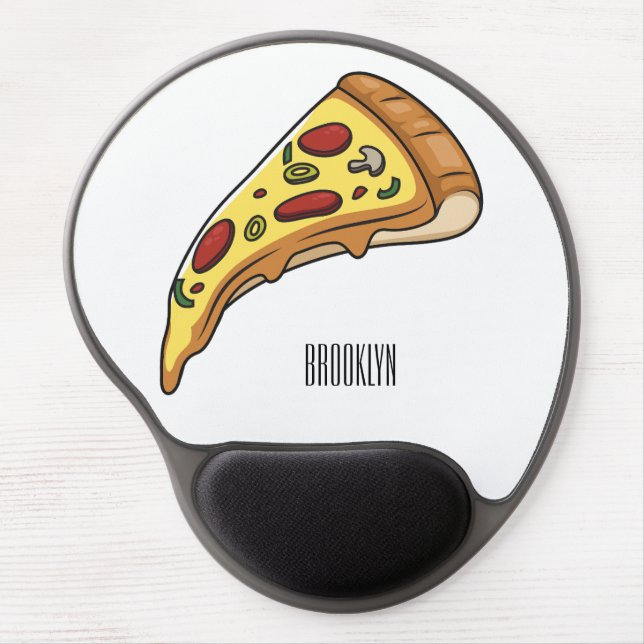 Pizza cartoon illustration  gel mouse pad (Front)